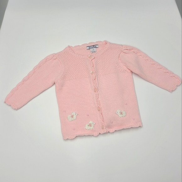Hartstrings baby girl pink lamb cardigan sweater size 6-9 months - Picture 1 of 5